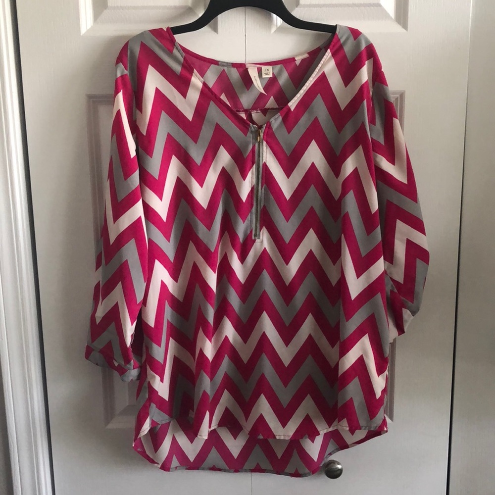 Racers 1X chevron stripped blouse